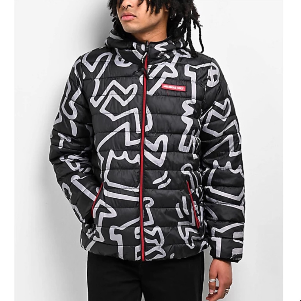 NWT Members Only x Keith Haring Reversible Puffer Jacket Size Medium